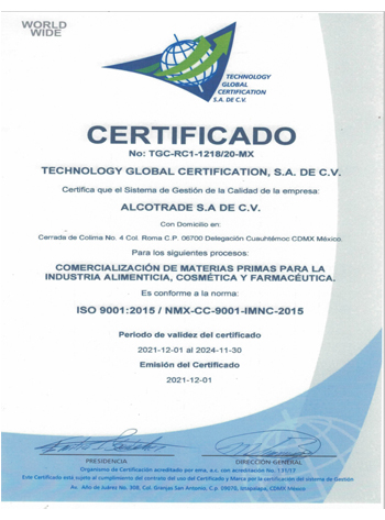 certficado ISO 9001-2015